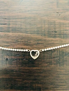 Brazalete de tenis enchapado en oro 14K corazón abierto con letra de amor zirconio cúbico de circonio 14K regalo - Imagen 1 de 7