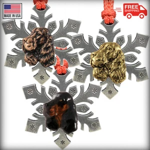 Adornos de árbol de Navidad copo de nieve para perro peltre Gordon Setter, hechos en EE. UU. - Imagen 1 de 5
