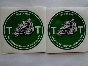 2 x ISLE OF MAN  TT MOTORBIKE HELMET STICKERS  CARS POLICE SAFETY BIKES 80mm - Picture 1 of 2