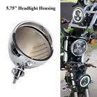 Universal 5.75'' Chrome Headlight Housing Cover Steel Bulb Bucket For Harley
