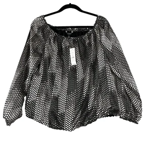 White House Black Market WHBM Top Womens Large Metallic Shimmer Off Shoulder - Picture 1 of 10