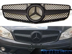 Fit with 08-11 W204 C-Class Sedan Front Fence Grille All Matte Black Style Cove - Picture 1 of 4