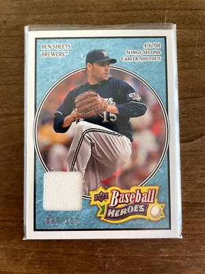 2008 Upper Deck Baseball Heroes - Blue #98  Ben Sheets  37/200 Parallel Fabric - Image 1 of 2