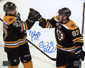 Patrice Bergeron Brad Marchand Boston Bruins Signed Autographed Celebration 8x10