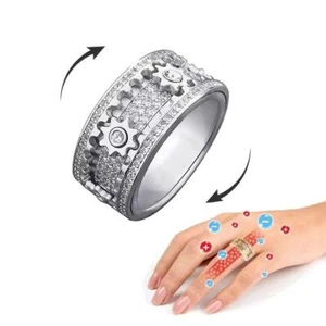 Rotierender Zahnradring in hochwertigem geometrischem 3D Spinner Ring Zirkonia Geschenk - Bild 1 von 16