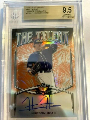 HUDSON HEAD RC 2019 LEAF VALIANT ORANGE REFRACTOR AUTO#31/35 BGS10!PADRES CF RC - Image 1 of 2