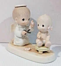 PRECIOUS MOMENTS BABY'S FIRST HAIRCUT #12211 Mom and Baby Porcelain 1984