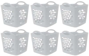 Flexible Plastic Laundry Basket, Arctic White, 6 Pack - Picture 1 of 1