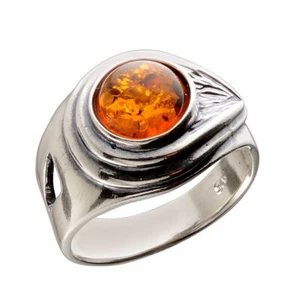 Sterling Silver and Baltic Honey Amber Ring "Hannah" - Picture 1 of 5