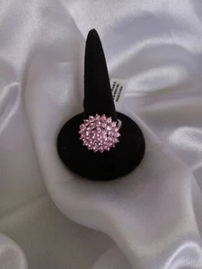 Madagascar Pink Sapphire Ring Size 7, Round Cluster Design,  Platinum over  925 - Picture 1 of 14