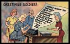 1940s Tichnor WW2 Postcard #260 Greetings Soldier! (no postmark)