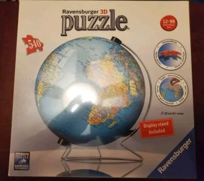 Ravensburger 3D Puzzle The Earth Globe 540 Piece Jigsaw With Stand Brand New  - image 1 of 4
