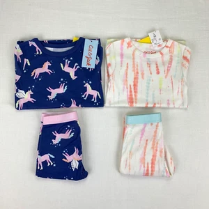 2 Paar Katze & Jack Einhörner & Krawatte gefärbt Pyjama Kinder Größe 3T 4 Stück brandneu - Bild 1 von 17