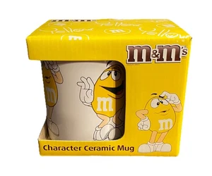 New! M&M Character Mug Cup White With Yellow 4" tall x 3.25 diam Ceramic - Picture 1 of 4
