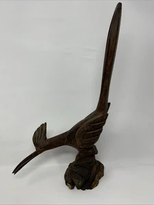 Mid Century Modern MCM Ironwood Roadrunner Bird Carved Handmade 16” Tall 9” Wide - Picture 1 of 14