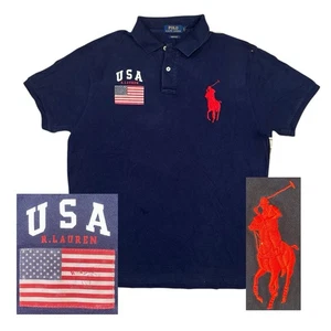 Para hombres POLO RALPH LAUREN Ajuste Personalizado Estilo Rugby EE. UU. BP Bandera Parche Camisa XL - Imagen 1 de 1