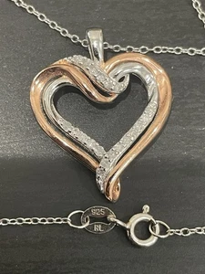 1.96 Ct Round Cut Moissanite Wedding Double Heart Pendant 925 Sterling Silver - Picture 1 of 8