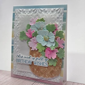Handmade Greeting Card ocbrandy happy birthday basket watercolor flowers - Picture 1 of 2