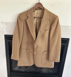 Vintage Christian Dior Blazer Jacket Mens 38S UNION Sport Coat Beige Camel Hair - Picture 1 of 19