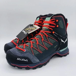 Salewa Mountain Trainer Lite Mid GTX Women’s Size 9.5 Black Green Coral - Picture 1 of 15