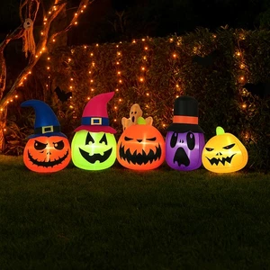 Calabazas inflables de 9 pies para exteriores Hivvago Halloween con sombreros e iluminación LED - Imagen 1 de 3