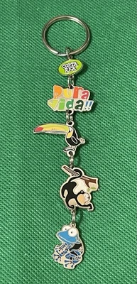 Pura Vida Costa Rica Metal Enamel Bird Monkey Frog Souvenir KeyChain KeyRing - Image 1 of 4