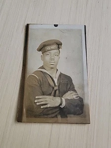 Early 1900s African American Soldier U.S. Navy  Portrait Postcard Handsome  - Picture 1 of 3