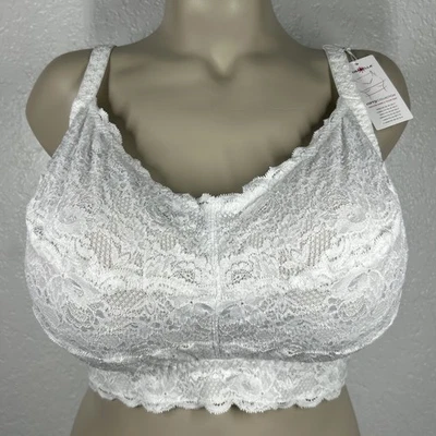 Bralette de encaje curvilíneo Cosabella línea larga talla XL lencería blanca ligera Foto 1 de 4