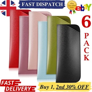 6X Leather Eyeglass Sunglasses Reading Glasses Case Soft Pouch Bag Pocket Pocket - Picture 1 of 22