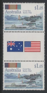 Australia 1992 $1.05 Coral Sea Battle Gutter Pair MUH - Bild 1 von 1