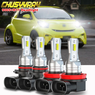 Combo de 4 bombillas LED delanteras de haz alto bajo para Scion iQ 2012-2015 - 6000K Foto 1 de 4