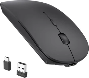 Wireless Mouse with USB A Type C Receiver Rechargeable Silent Dual Mode for Lapt - Picture 1 of 12