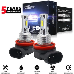 H11 LED Headlight Kit Low Beam Bulbs Super Bright 33000LM 6000K Cold White 2Pack - Foto 1 di 12