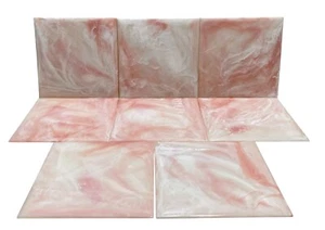 8 - 4 1/4" Imperial Tiles Pink & White Marble Plastic Wall Polystyrene Vintage - Picture 1 of 4