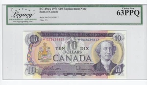 1971 BOC BC-49aA, $10 Bea/Ras SN# *DA 2639817 Legacy *63 PPQ*  Repl Note - Bild 1 von 2