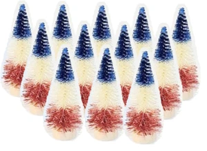 Set of 12 July 4th Red White & Blue Patriotic Holiday Sisal Bottle Brush Trees - Picture 1 of 1