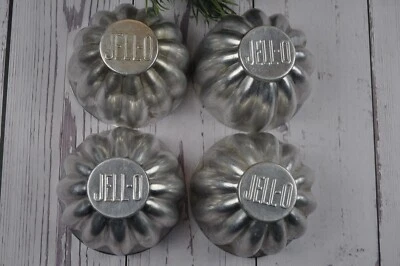 Juego de 4 moldes de postre de lata de cúpula de metal molde gelatina vintage Foto 1 de 4