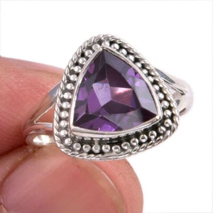 Natural Alexandrite Gemstone 925 Solid Sterling Silver Jewelry Ring Size 8 - Picture 1 of 3