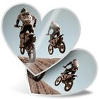 2 x Heart Stickers 10 cm - Motocross Biker Vehicle Racer  #8283
