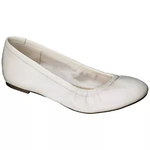 Planos de ballet de cuero genuino para niñas Cherokee Hailey blanco bronceado - talla 4,6 - Imagen 1 de 4