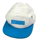 Sad Panda Hat Cap White with Blue 5 Panel Camp Hat, Flat Bill, Adjustable