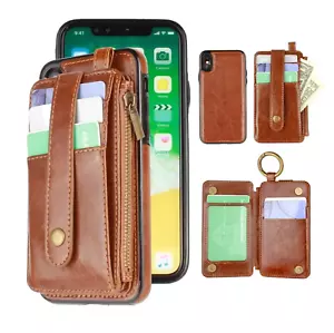 Vegan Leather Case w/ Detachable Card Holder Wallet Brown iPhone X - Picture 1 of 1