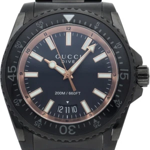 GUCCI dive men's watch 136.2/YA136213 Stainless Steel mensWatch black USED - Picture 1 of 6