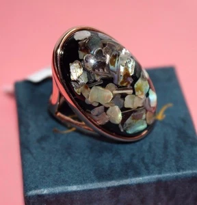 Big Cocktail Ladies Ring, Sea Shell in Murano Glass Rose Gold Plated, Sz 7 to 10 - Picture 1 of 7