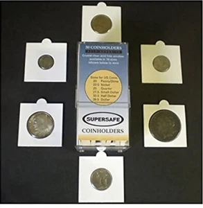 SUPERSAFE SELF ADHESIVE COIN FLIPS-PACK OF 50 - ASS0RTED SIZES - FREE SHIPPING - Picture 1 of 3