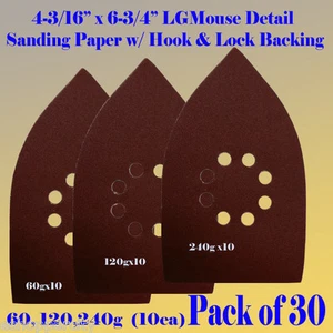 30X L Mouse Detail Sander Sand paper Hook & Loop Mega Mouse Black & Decker - Picture 1 of 3