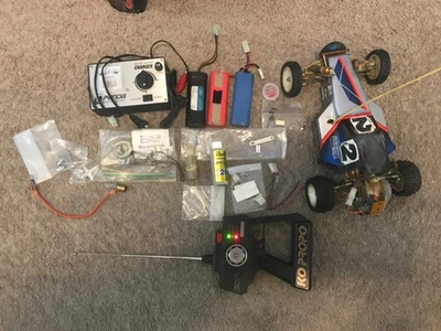 Vintage Team Associated Gold Pan RC10 Buggy with original batteries & Charger. - Image 1 of 4