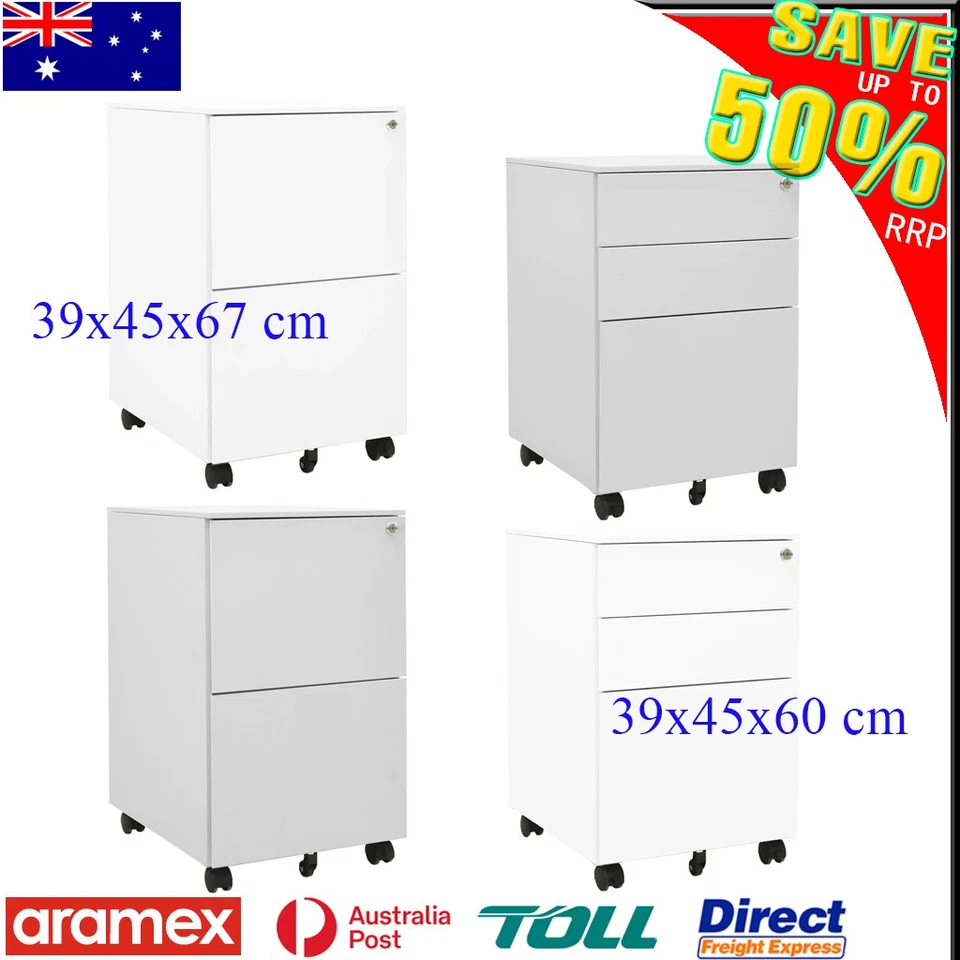 Home Office Mobile File Cabinet Filing Storage Steel with Wheel Light Grey/White - image 1 of 1