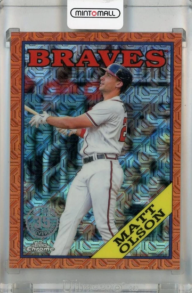 2023 Topps Series 1 Matt Olson 1988 Topps Chrome Silver Orange /25 - Image 1 of 2