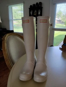 Hunter Original Women's Tall White Rubber Waterproof Rain Boot Size 6 - Picture 1 of 10
